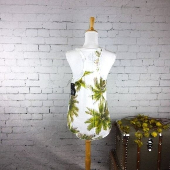 Chaser Palm Tree Racerback Tank Top Cream Size Medium - Picture 2 of 4